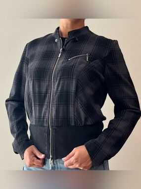 Bisou Bisou Plaid Bomber Jacket